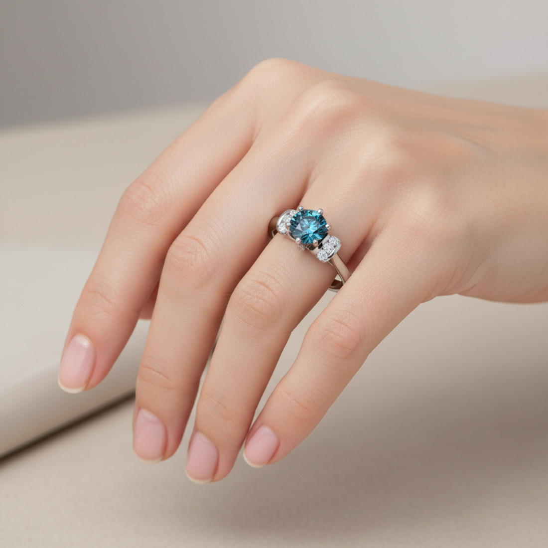 1.30ct VS1 Unique Blue Diamond Engagement Ring