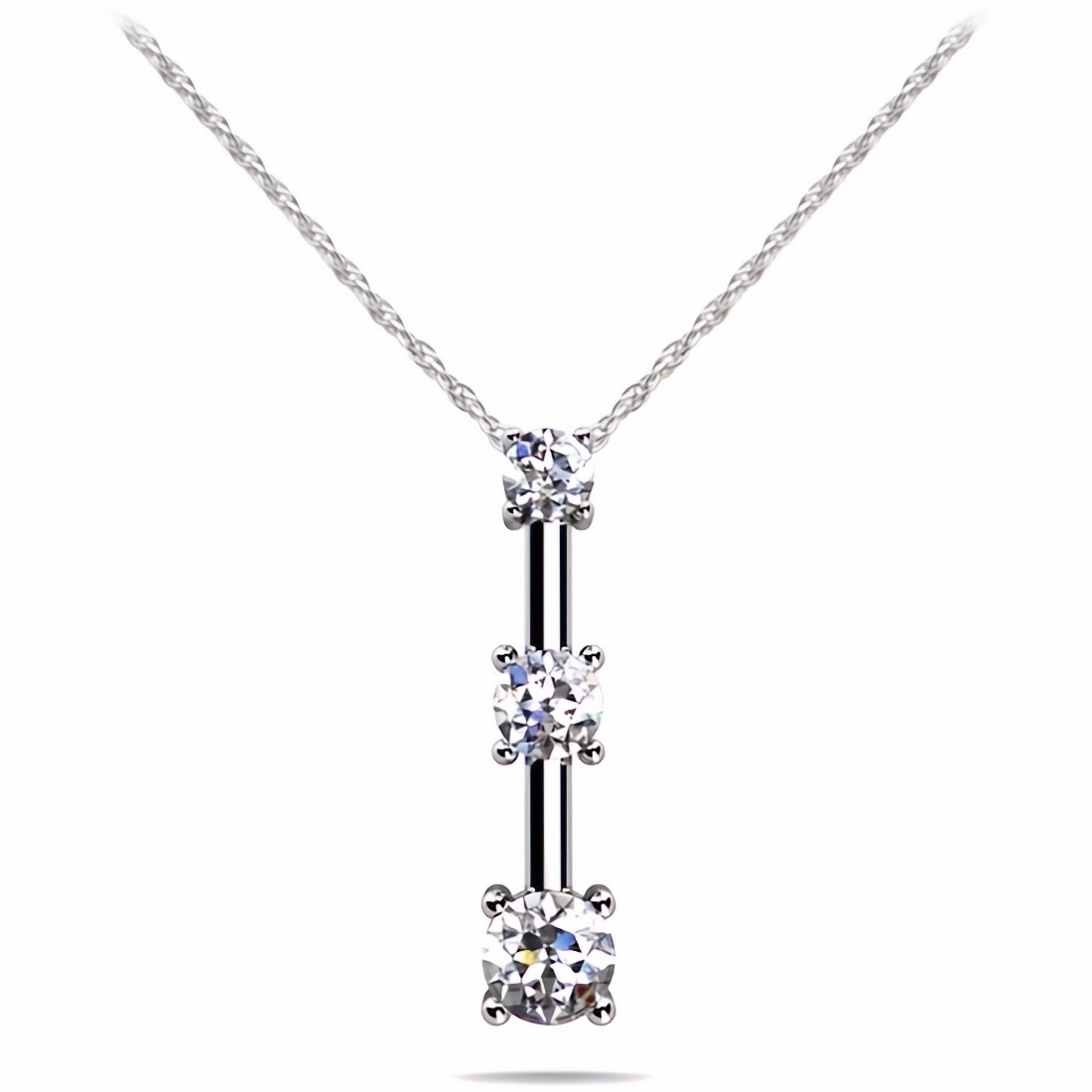 0.27ct Diamond 3 Stone Drop Journey Pendant Necklace 14k Gold
