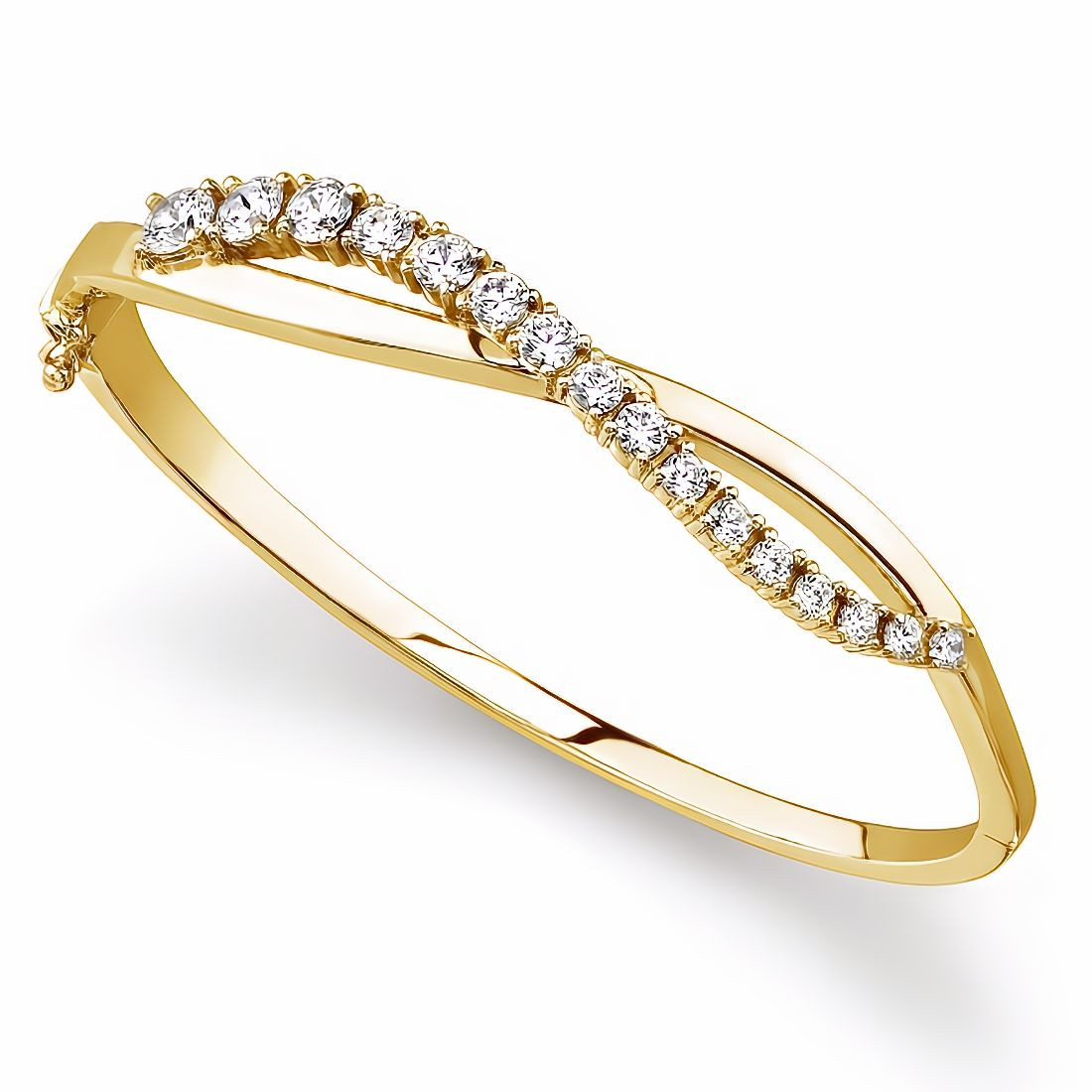 2 Carat Diamond Journey Twist Bangle Hinged Bracelet 14k Gold
