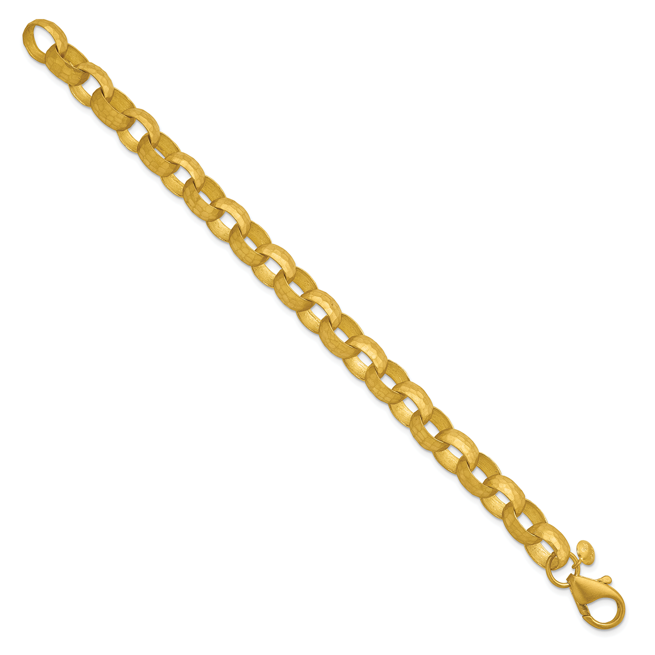 Men's Hammered Link 18k Yellow Gold Bracelet 9.5mm 33gr 8