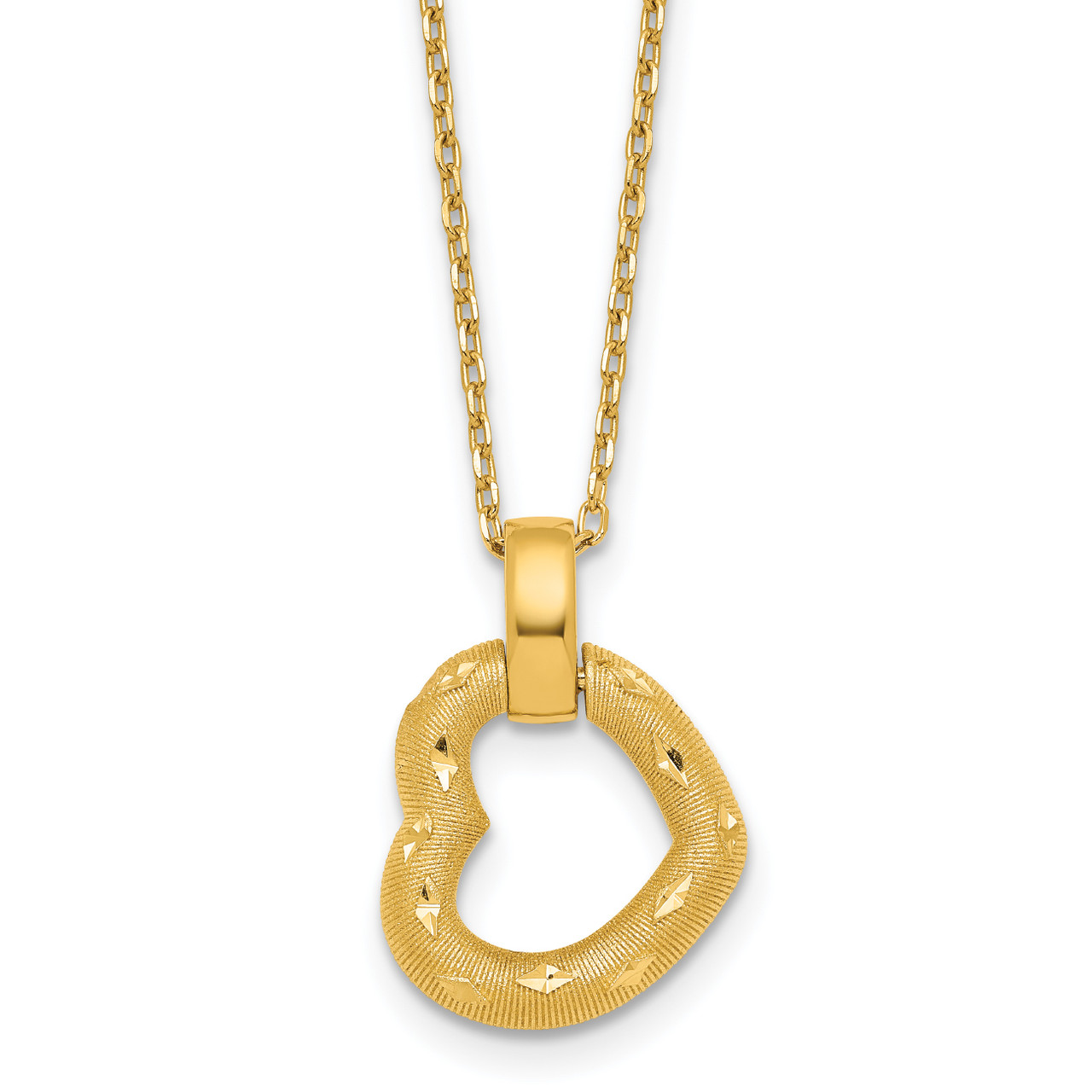 Textured 14k Yellow Gold Heart Pendant 18