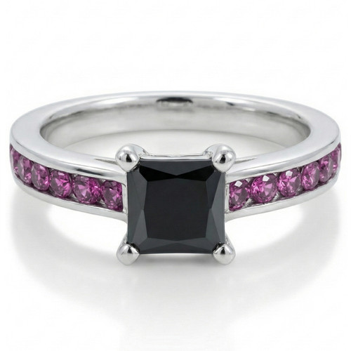 Princess Black Purple Diamond Engagement Ring