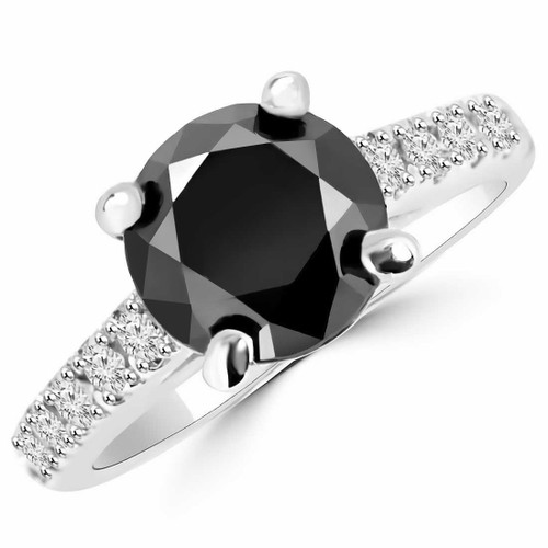 Large Black Diamond Engagement Bridal Ring