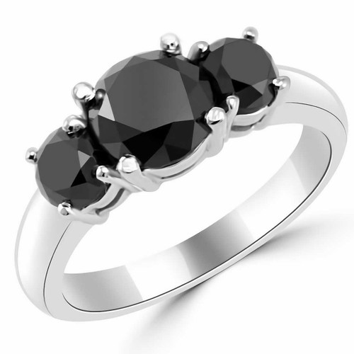 Black Diamond 3-Stone Engagement Ring