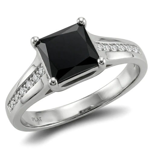 2 Carat Princess-Cut Fancy Black Diamond Engagement Ring