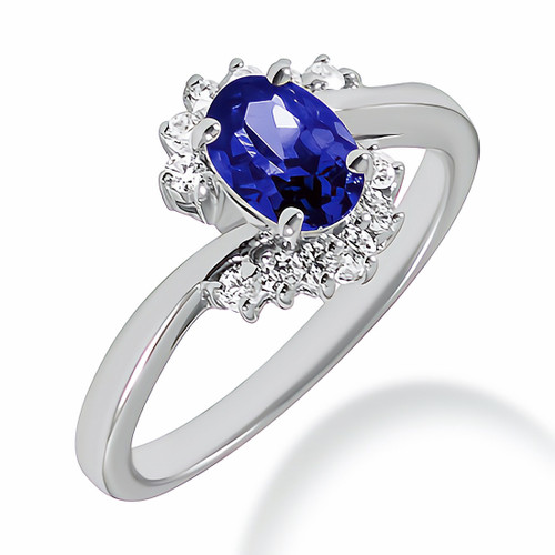 1.28ct Tanzanite Engagement Ring Cluster Style