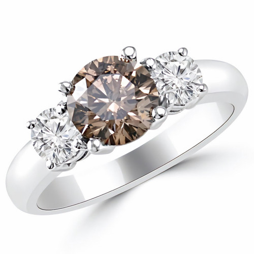 Champagne-Brown Diamond 3 Stone Engagement Ring