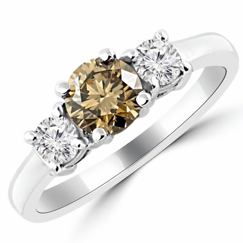 Champagne Brown Diamond 3 Stone Engagement Ring