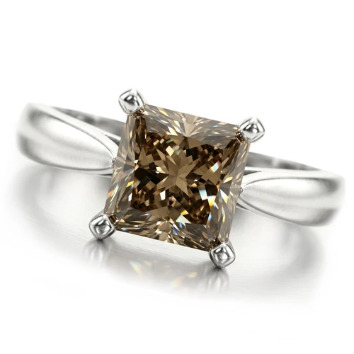 2 Carat Princess Fancy Brown Diamond Solitaire Engagement Ring