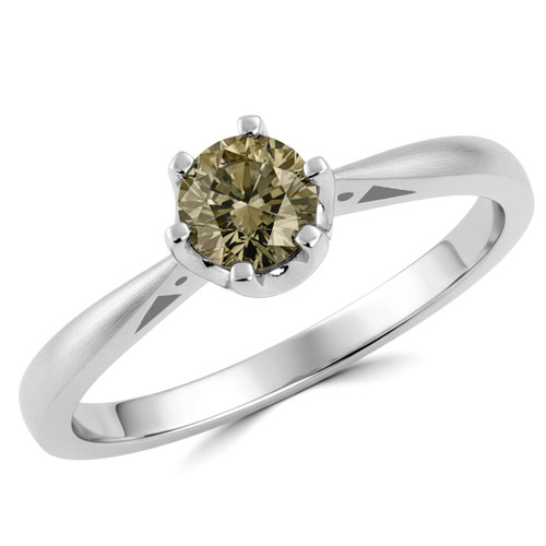 Dainty Brown Diamond Solitaire Engagement Ring