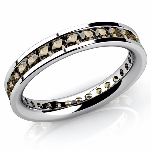 2ct Champagne Brown Diamond Eternity Wedding Band Channel Ring