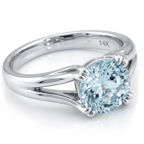 Aquamarine Solitaire Engagement Ring With Split Band