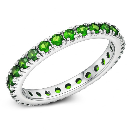 Green Tsavorite Garnet Eternity Wedding Band