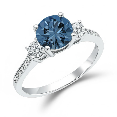 London Blue Topaz Diamond 3-Stone Engagement Ring