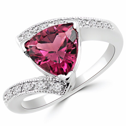 Unique Trillion Pink Tourmaline Diamond Engagement Ring