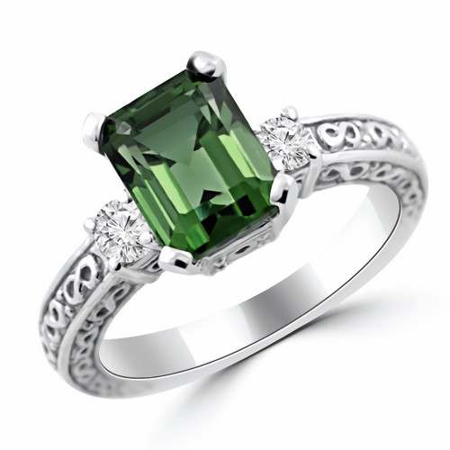 18 Carat Octagonal Mint Green Tourmaline Diamond Vintage Ring – Imperial  Jewellery