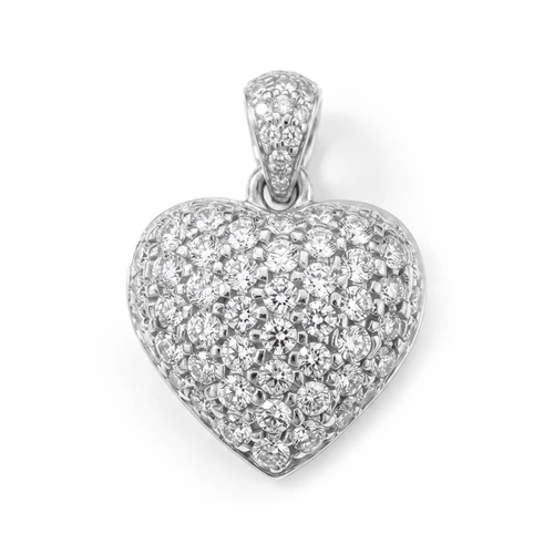 Pave Set Diamond Heart Pendant Necklace 14k Gold