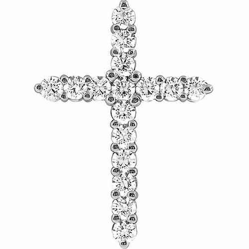 1ct Diamond Cross Pendant 14k White Gold