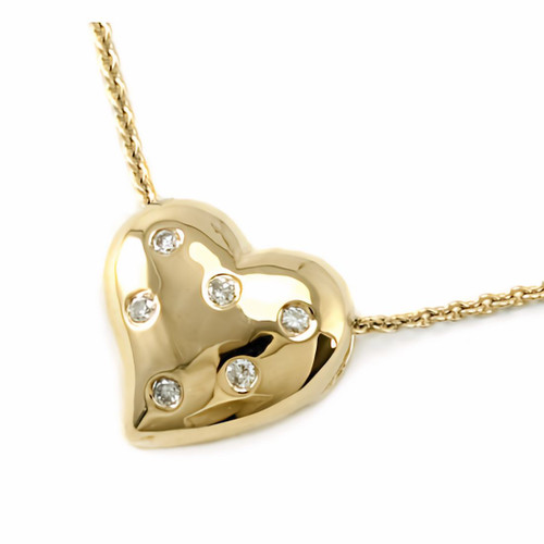 Yellow Gold Diamond Heart Pendant Necklace