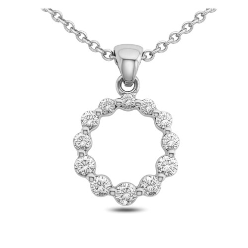 Diamond Circle Pendant 14k White Gold