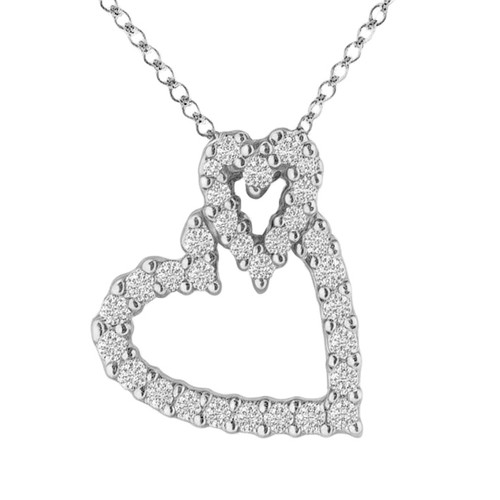 Diamond Heart Mother and Baby Necklace Pendant