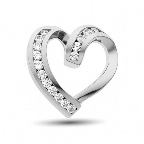 Twisted Heart Diamond Pendant Necklace 14k White Gold Channel-Set