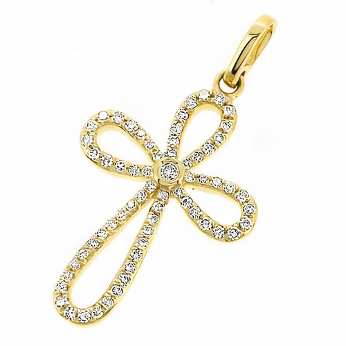 Diamond Cross Pendant 14k Yellow Gold