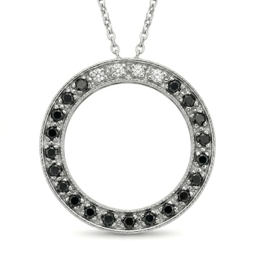 Fancy Black and White Diamond Circle Necklace