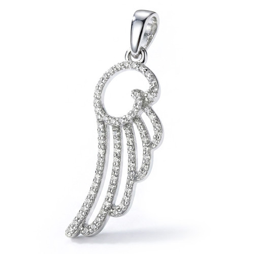 Angel Wing Diamond Pendant Necklace 14k Gold