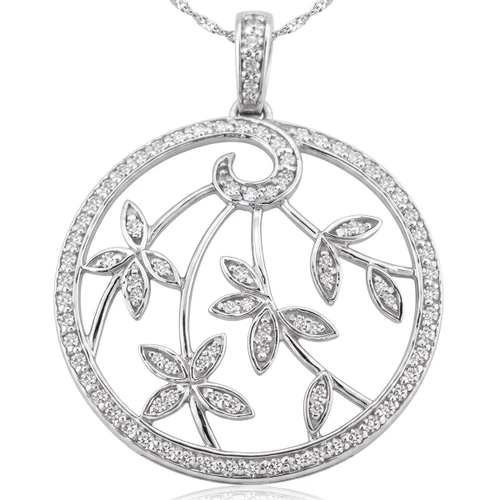 Nature-Inspired Diamond Leaves Pendant Necklace 14k Gold