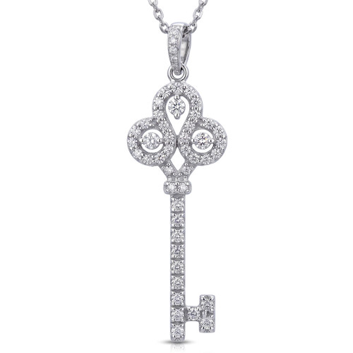 Diamond Key Pendant 14k White Gold