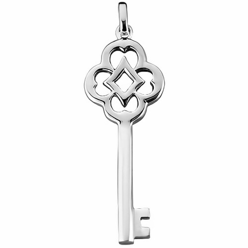 Key Pendant Celtic Necklace 14k White Gold