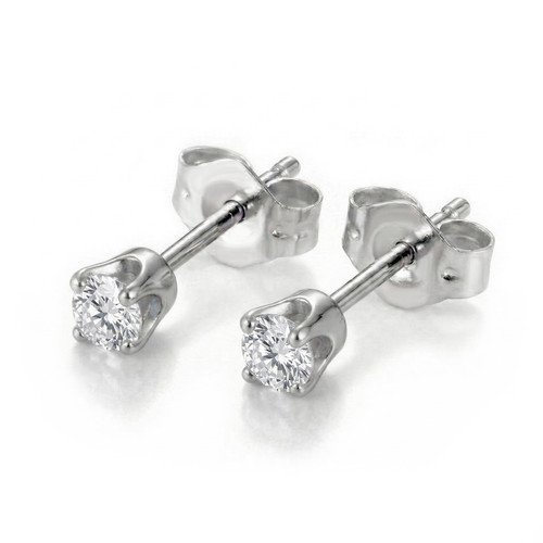 Small 1/4 Carat Natural Diamond Classic 4-Prong Stud Earrings