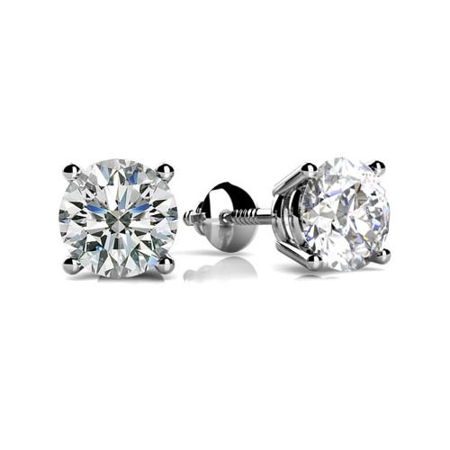 Two Carat Natural Diamond Classic 4-Prong Stud Earrings