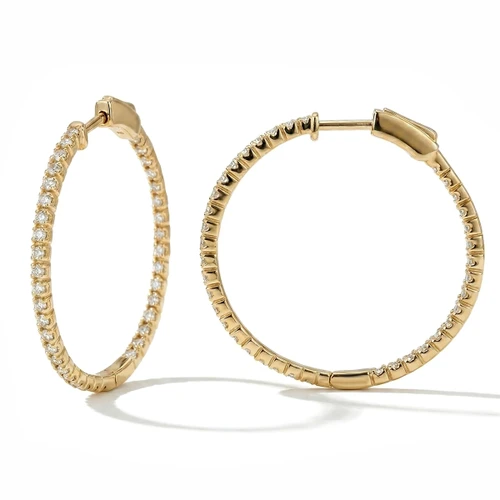 1.50ct Diamond Inside Out Hoop Earrings 14k Yellow Gold