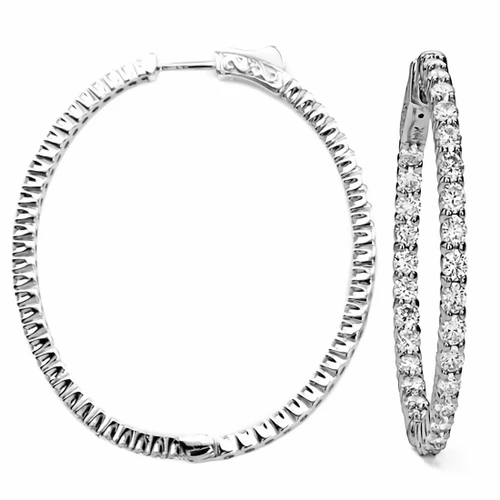 Large Inside Out Diamond Hoop Earrings 14k White Gold
