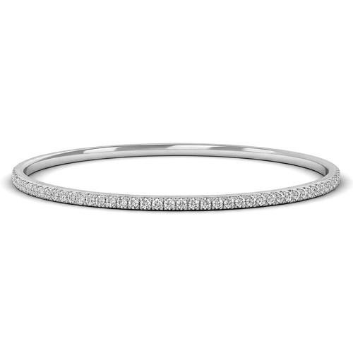 Diamond Eternity Bangle Slip-On Bracelet 14k White Gold