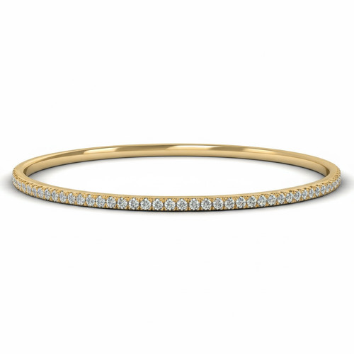 3 Carat Fine Diamond Bangle Slip On Bracelet 14k Yellow Gold
