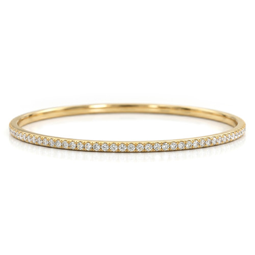 3 Carat Fine Diamond Eternity Bangle Slip On Bracelet 14k Yellow Gold
