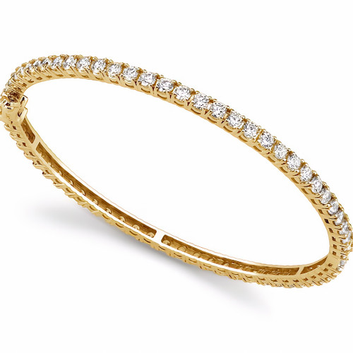 2.5ct Classic Diamond Eternity Bangle Hinged Bracelet 14k White Gold