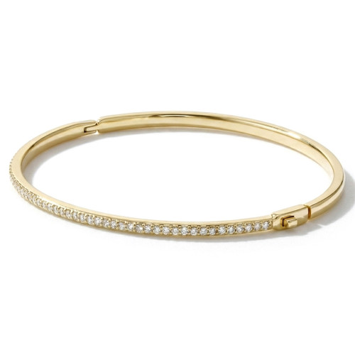 Diamond Bangle Hinged Bracelet 14k Yellow Gold Side