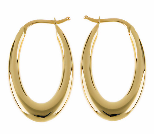 Oval Puffed 14k Yellow Gold Hoop Earrings