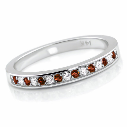 Red And White Diamond Anniversary Wedding Ring