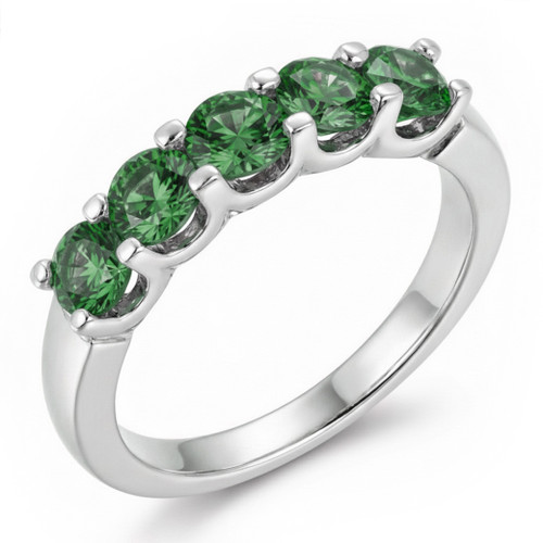 0.80ct Green Diamond 5-Stone Anniversary Ring