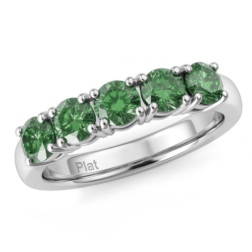 Fancy Green Diamond 5-Stone Anniversary / Wedding Ring