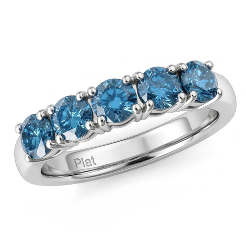 Massive 5-Stone Blue Diamond Anniversary / Wedding Ring