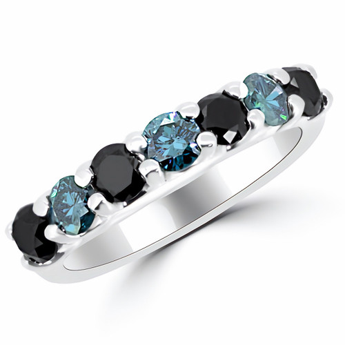 Blue Black Diamond 7-Stone Anniversary Ring