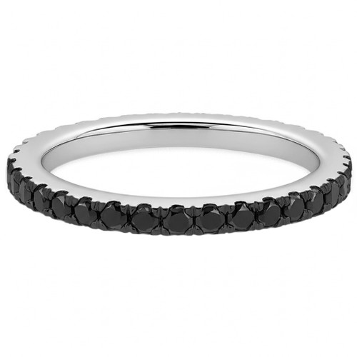 Black Diamond Eternity Wedding Ring Prong-Set Band