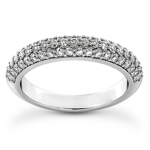 Pave-Set Diamond Wedding Ring Domed Band