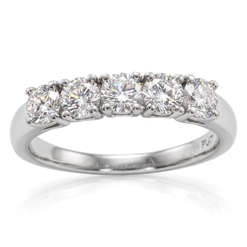 One Carat Natural Five Diamond Anniversary Band / Wedding Ring